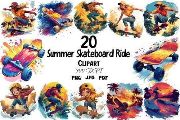 Download Summer Skateboard Ride Clipart - Art Collection