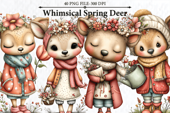 Download Whimsical Spring Deer Clipart - Art Collection
