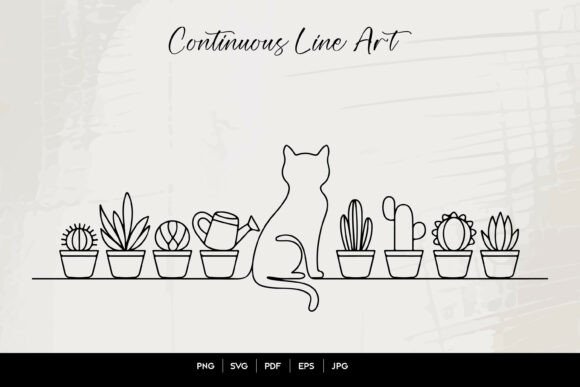 Download Continuous Line Cat Plant SVG Art - Art Collection