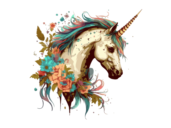Download Watercolor Floral Unicorn Vector Clipart - Watercolor Collection