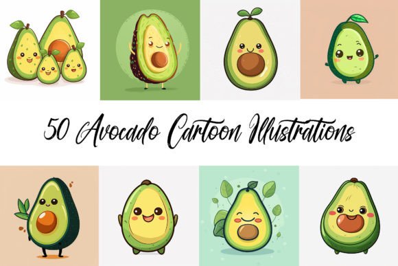 Download 50 Avocado Kawaii Characters Cartoon JPG - Art Collection