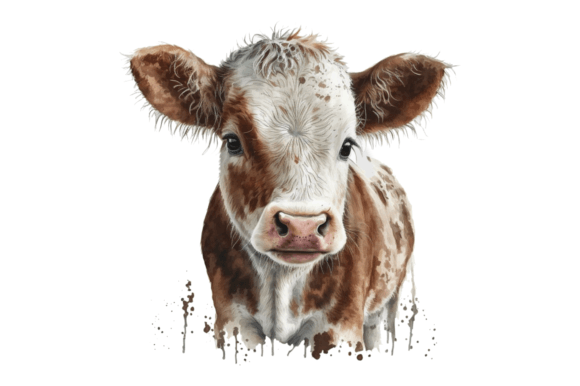 Download Watercolor Baby Cow Clipart Png Design - Watercolor Collection