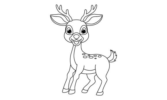 Download Cute Deer Cartoon Vector Coloring Page - Art Collection