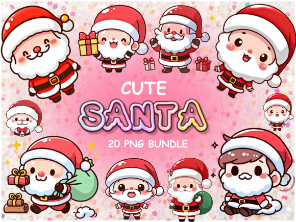 Download 20 Cute Santa PNG Bundle - Santa Clipart - Art Collection