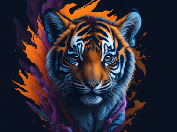 Download Cute Floral Tiger Illustration Art 4 - Art Collection