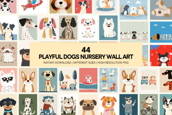 Download Playful Dogs Nursery Wall Art Cute Puppy - Art Collection