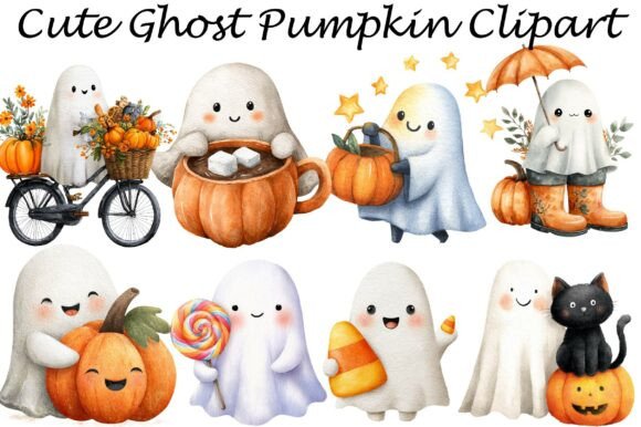 Download Cute Ghost Pumpkin Clipart - Art Collection