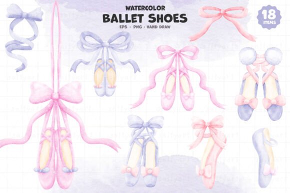 Download Watercolor Ballet Shoes Clipart Set - Watercolor Collection