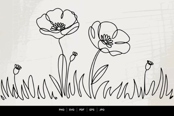 Download Minimal Poppy Flowers Line Art Design - Art Collection