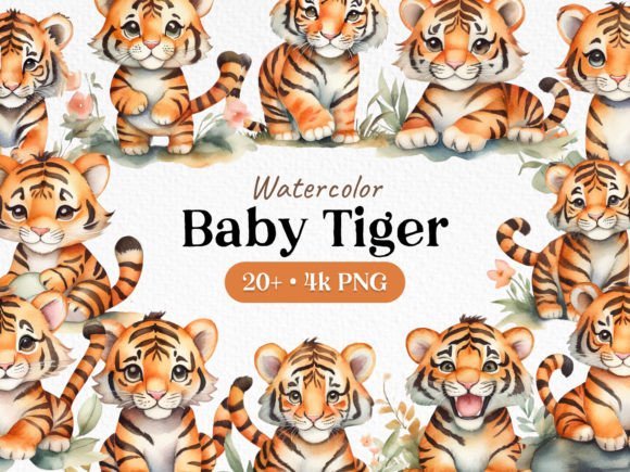 Download Bundle Watercolor Tiger Clipart PNG - Watercolor Collection