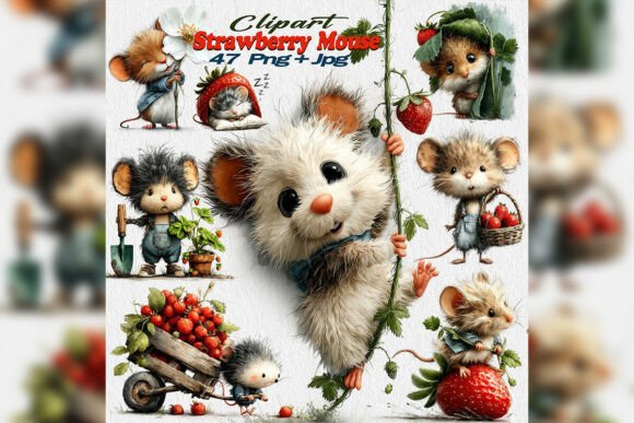 Download Strawberry Mouse Clipart Flat Design Png - Flat design Collection