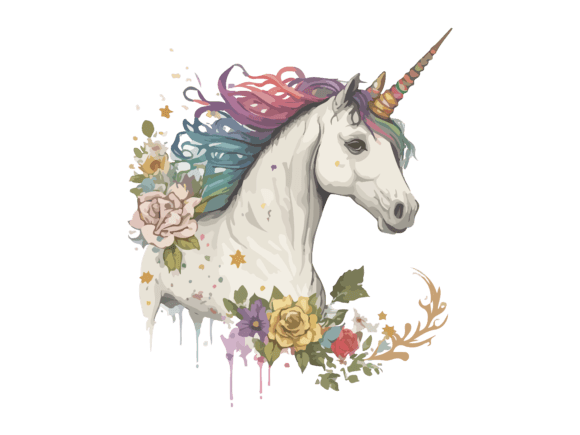 Download Watercolor Floral Unicorn Vector Clipart - Watercolor Collection