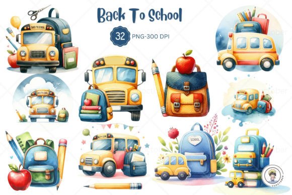 Download Watercolor Back to School Concept - Watercolor Collection