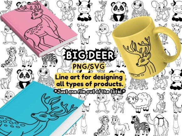 Download Big Deer Line Art – PNG &amp; SVG - Art Collection