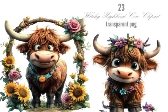 Download Cute Witchy Highland Cow Clipart Design - Art Collection