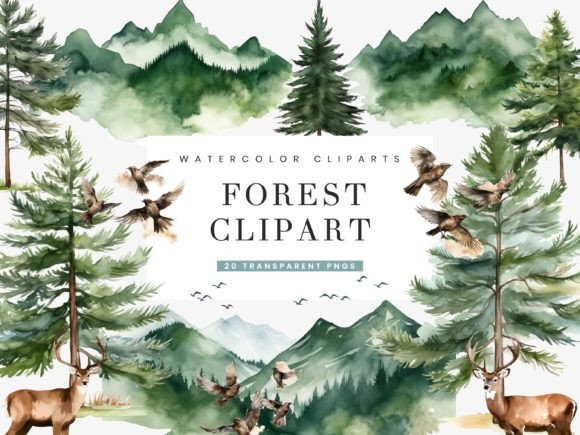 Download Watercolor Forest Clipart Bundle - Watercolor Collection