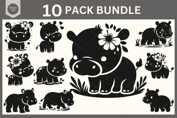 Download Baby Hippo SVG File Clipart Silhouette - Art Collection