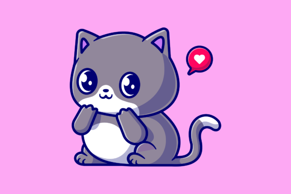 Download Cute Shy Cat Cartoon Illustration - Art Collection