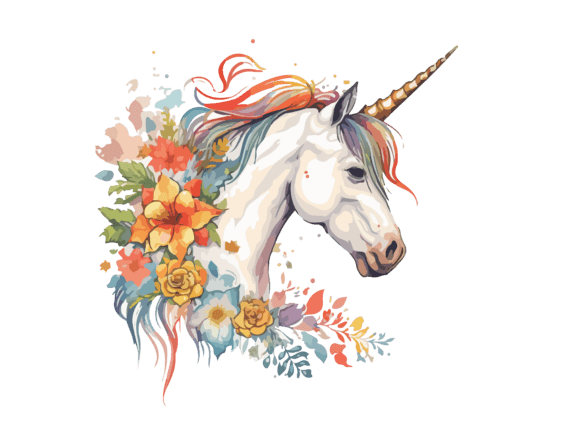 Download Watercolor Floral Unicorn Vector Clipart - Watercolor Collection