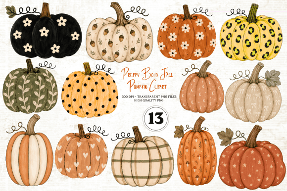 Download Preppy Boho Fall Pumpkin Clipart - Art Collection