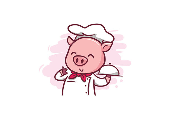 Download The Cute Pig Chef Illustration - Chef illustration Collection