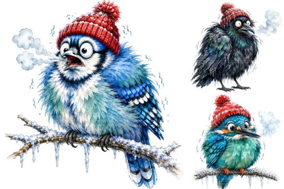 Download Funny Christmas Birds Clipart Bundle - Art Collection
