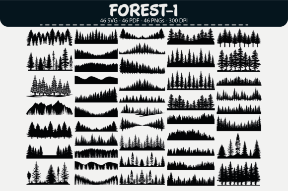 Download Forest Tree Silhouette Clipart–46 Design - Art Collection