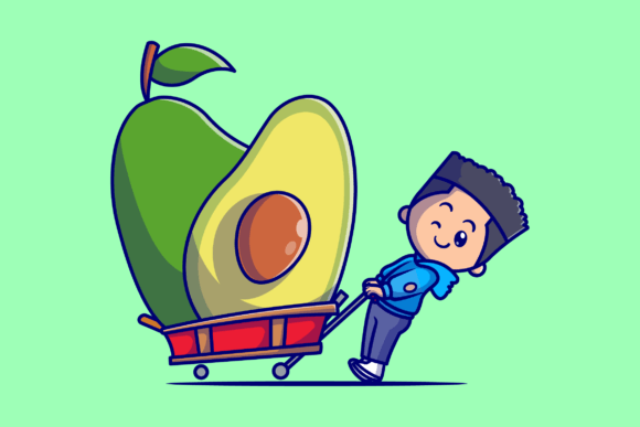 Download Cute Boy with Avocado Cartoon - Art Collection