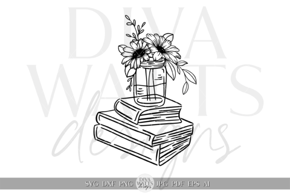 Download Flowers on Books Silhouette Artwork SVG - Art Collection