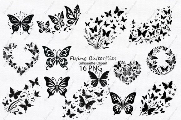 Download Flying Butterflies Silhouette Clipart - Art Collection