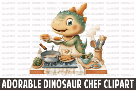 Download Adorable Dinosaur Chef Clipart PNG - Art Collection