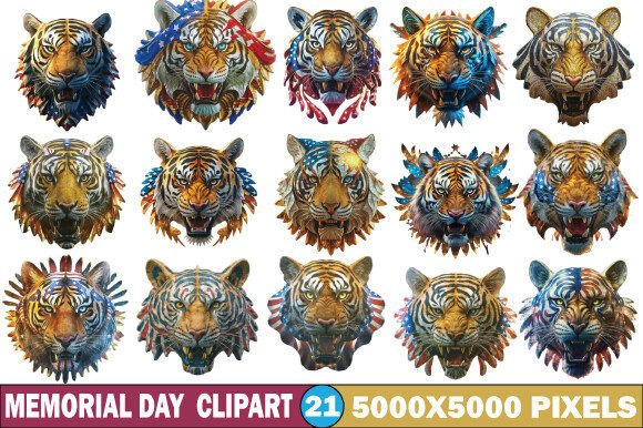 Download Memorial Day Watercolor Tiger Clipart - Watercolor Collection