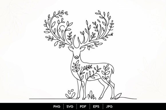 Download Floral Deer Line Art SVG - Art Collection