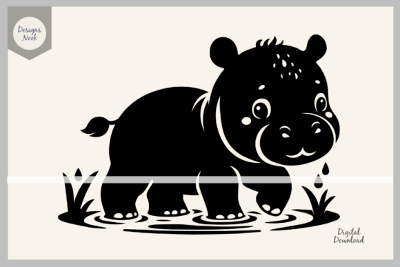 Download Baby Hippo SVG File Clipart Silhouette - Art Collection