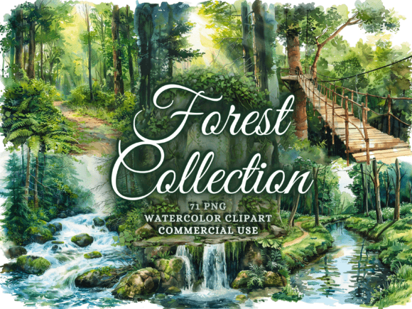 Download Watercolor Forest Clipart - Woodland Png - Watercolor Collection