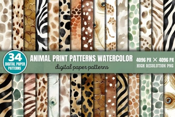 Download Animal Print Patterns Watercolor Digital - Watercolor Collection