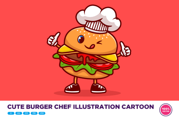 Download Cute Burger Chef Illustration Cartoon - Art Collection