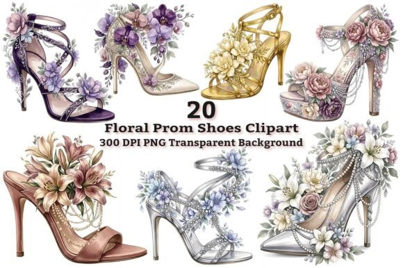 Download Elegant Floral Prom Shoes Clipart - Art Collection