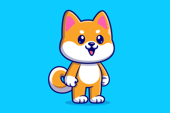 Download Cute Shiba Inu Dog Standing Cartoon - Art Collection