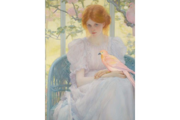 Download Girl and Parrot - Impressionism Art - Art Collection