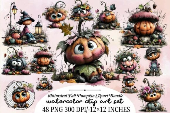 Download Whimsical Fall Pumpkin Clipart Bundle - Art Collection