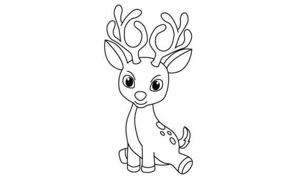Download Funny Deer Cartoon Vector Coloring Page - Art Collection