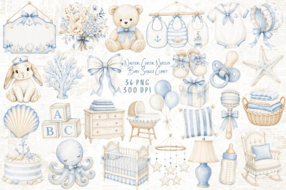 Download Nautical Nursery Baby Shower Clipart PNG - Art Collection