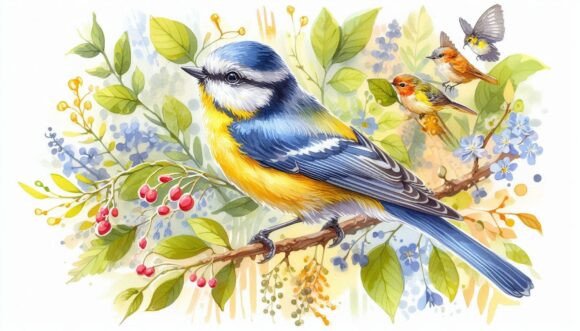 Download A Tempera Artwork of a Colorful Songbird - Art Collection