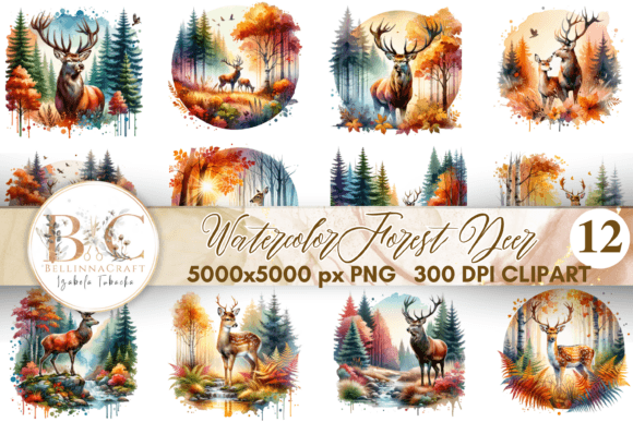 Download Watercolor Autumn Forest Deer Clipart - Watercolor Collection