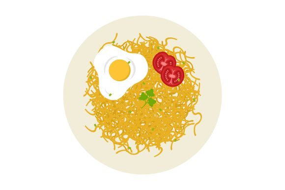 Download Fried Noodles Food Flat Design - Flat design Collection