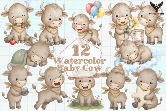 Download Watercolor Baby Cow Clipart PNG - Watercolor Collection