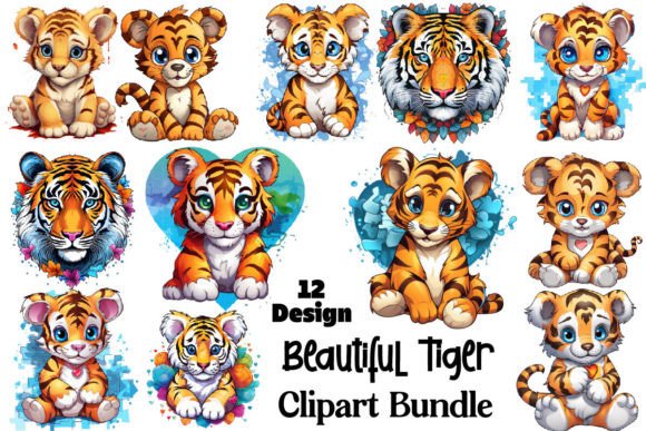 Download Beautiful Tiger Clipart PNG Bundle - Art Collection