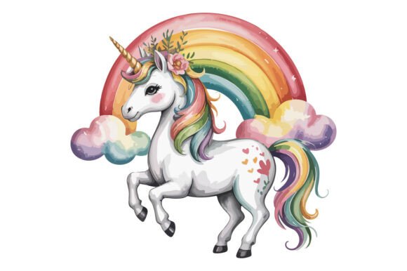 Download Cute Rainbow Unicorn PNG Clipart Design - Art Collection