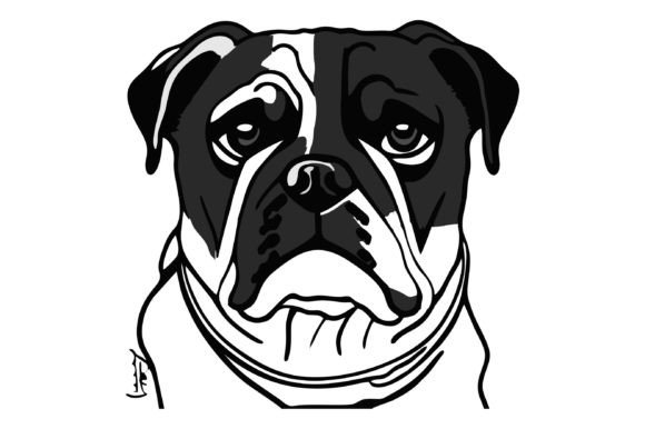 Download Buldog Head Line Art Design - Art Collection